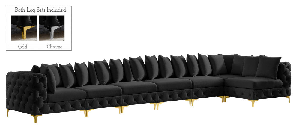 Tremblay Modular Sectional, Black, L-Shaped, 7-Piece: Armless (5), Corner (2)