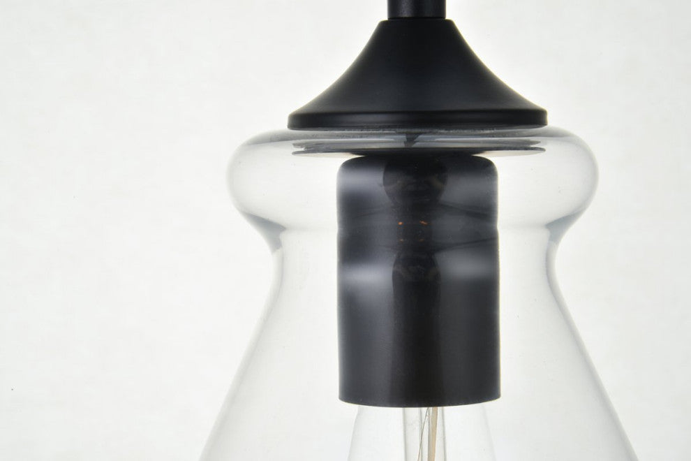 Dakota 1-Light Black Plug-In Pendant With Clear Glass