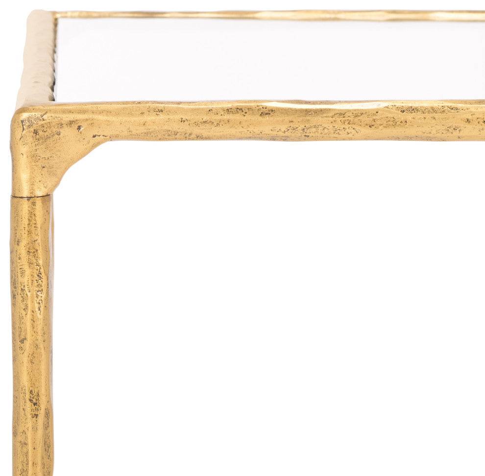 Safavieh Couture Isabellina Metal Coffee Table, Brass / Clear