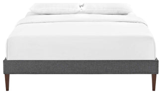Tessie Full Upholstered Fabric Bed Frame With Squared Tapered Legs, Gray