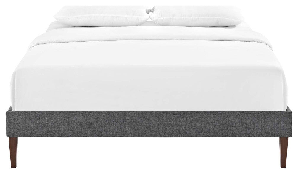 Tessie Full Upholstered Fabric Bed Frame With Squared Tapered Legs, Gray