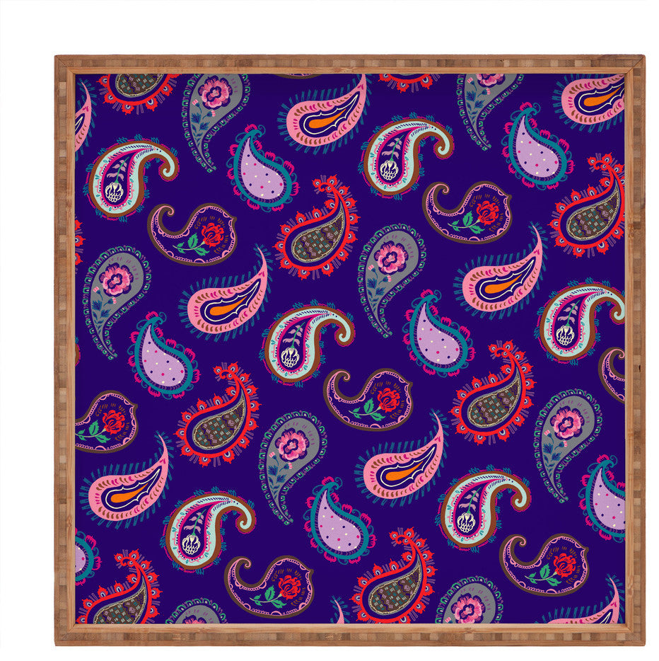Deny Designs Pimlada Phuapradit Purple Paisleys Square Tray