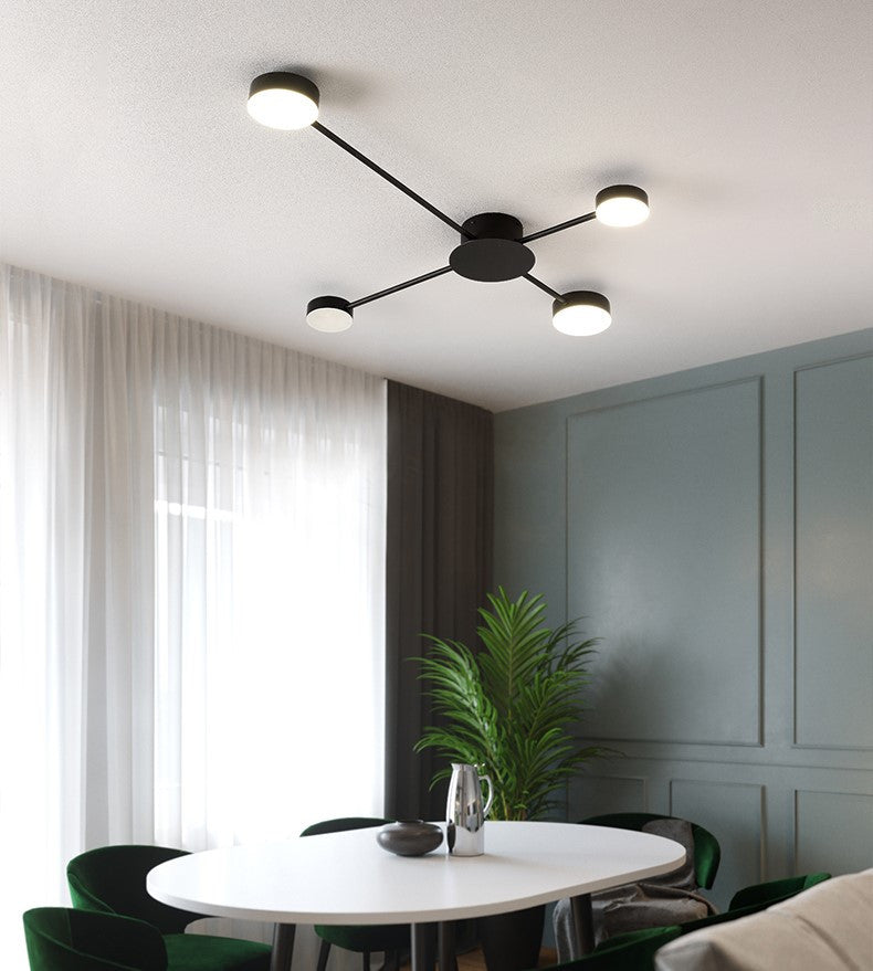 Carouge | Cruciform LED Ceiling Chandelier, Black, 4 Heads