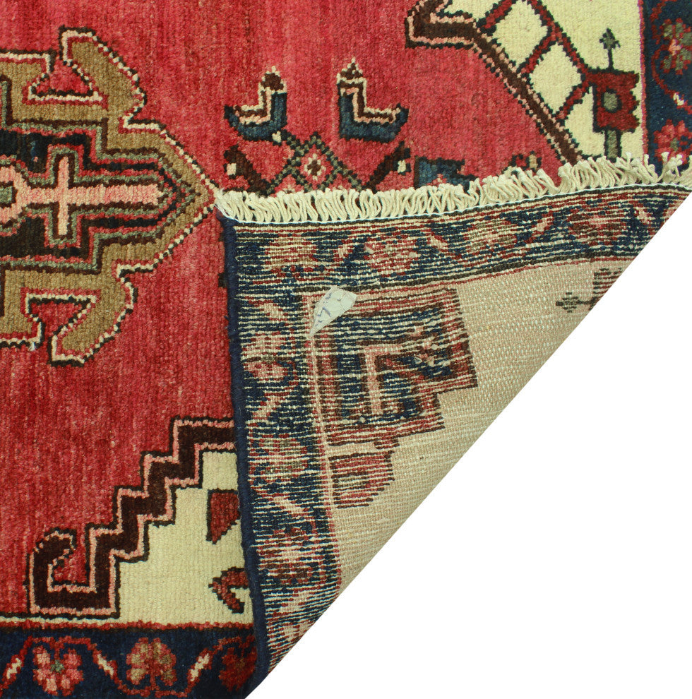 Fine Vintage Distressed Adiy Red/Navy Runner, 2'7 x 12'7