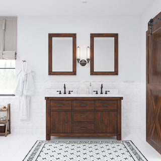Aberdeen Carrara Marble Countertop Vanity with Mirrors & Hook Faucet