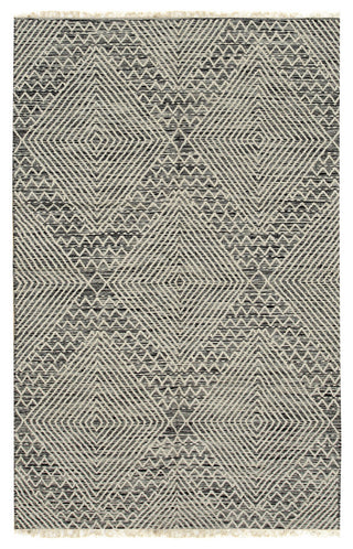 Handwoven Wool Black Contemporary Geometric Punja Killim Rug, 2'x8'