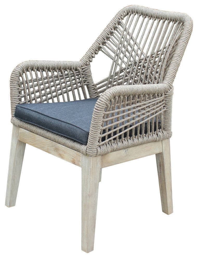 Santino 7-Piece Outdoor Dining Set, Table & 6 Wood/Aluminum/Rope Chairs