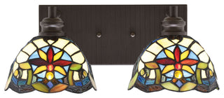 Edge 2-Light Bath Bar, Espresso Finish, 7" Earth Star Art Glass
