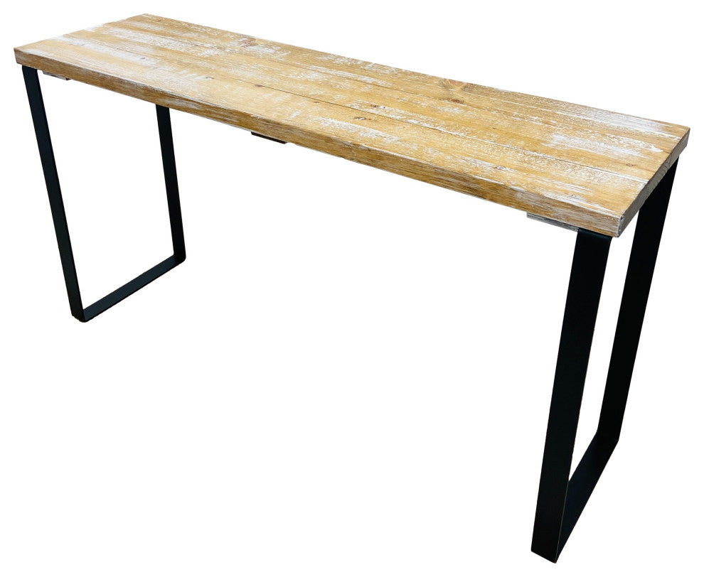 Barn Walls Bedroom Console Table Accent Table, Handcrafted, Boho Whitewash, 58" Length