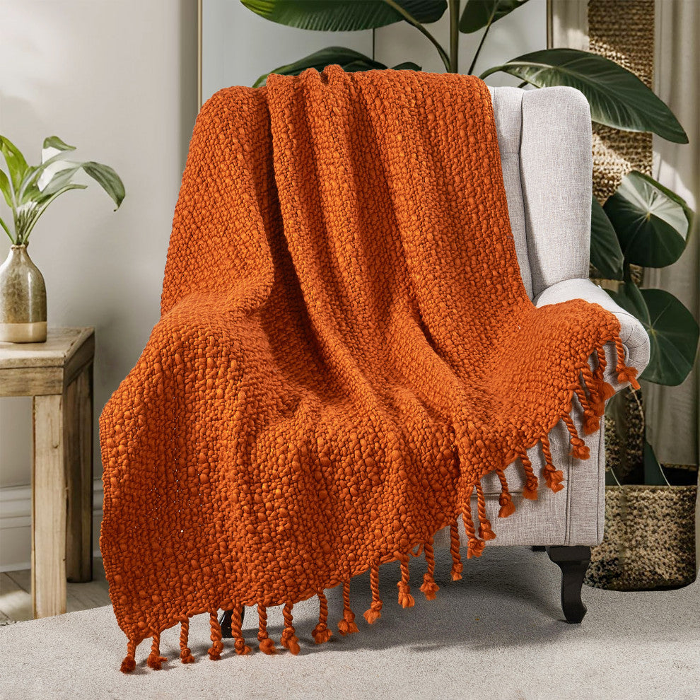 Basket Weave Knit Throw Blanket