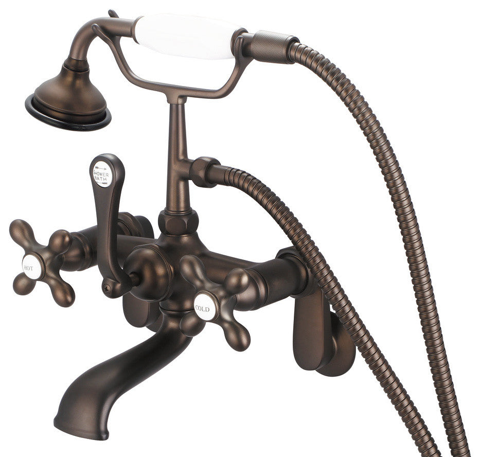 Vintage Classic Wall Mount Tub Faucet With Handshower, Oil Rubbed Bronze Finish