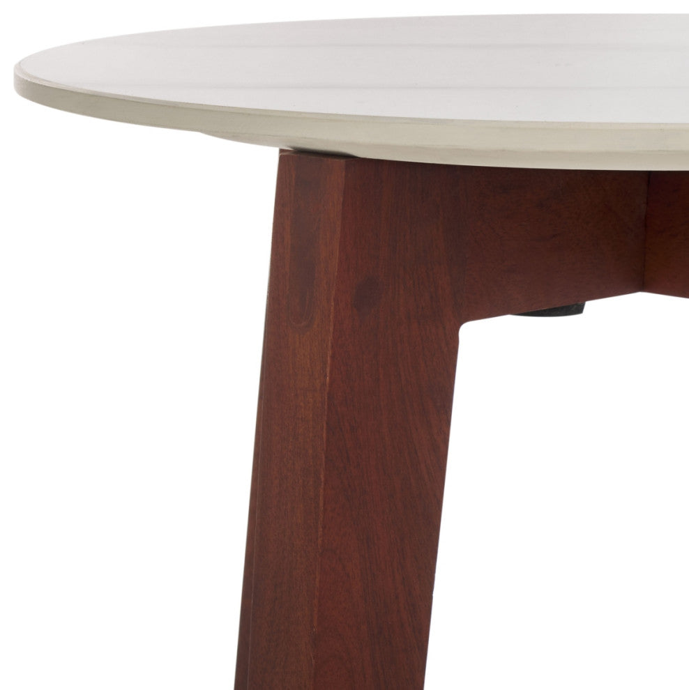 Safavieh Helley Ceramic Accent Table, White/Walnut