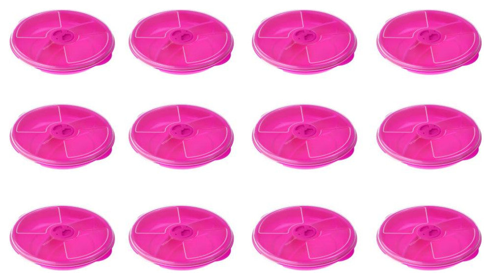 Two Compartment Microwave Tray with Cover, Pink, Pack of 12