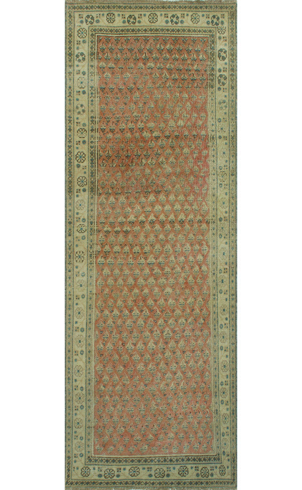 Semi-Antique Salomeh Rust/Ivory Runner, 3'3x9'8