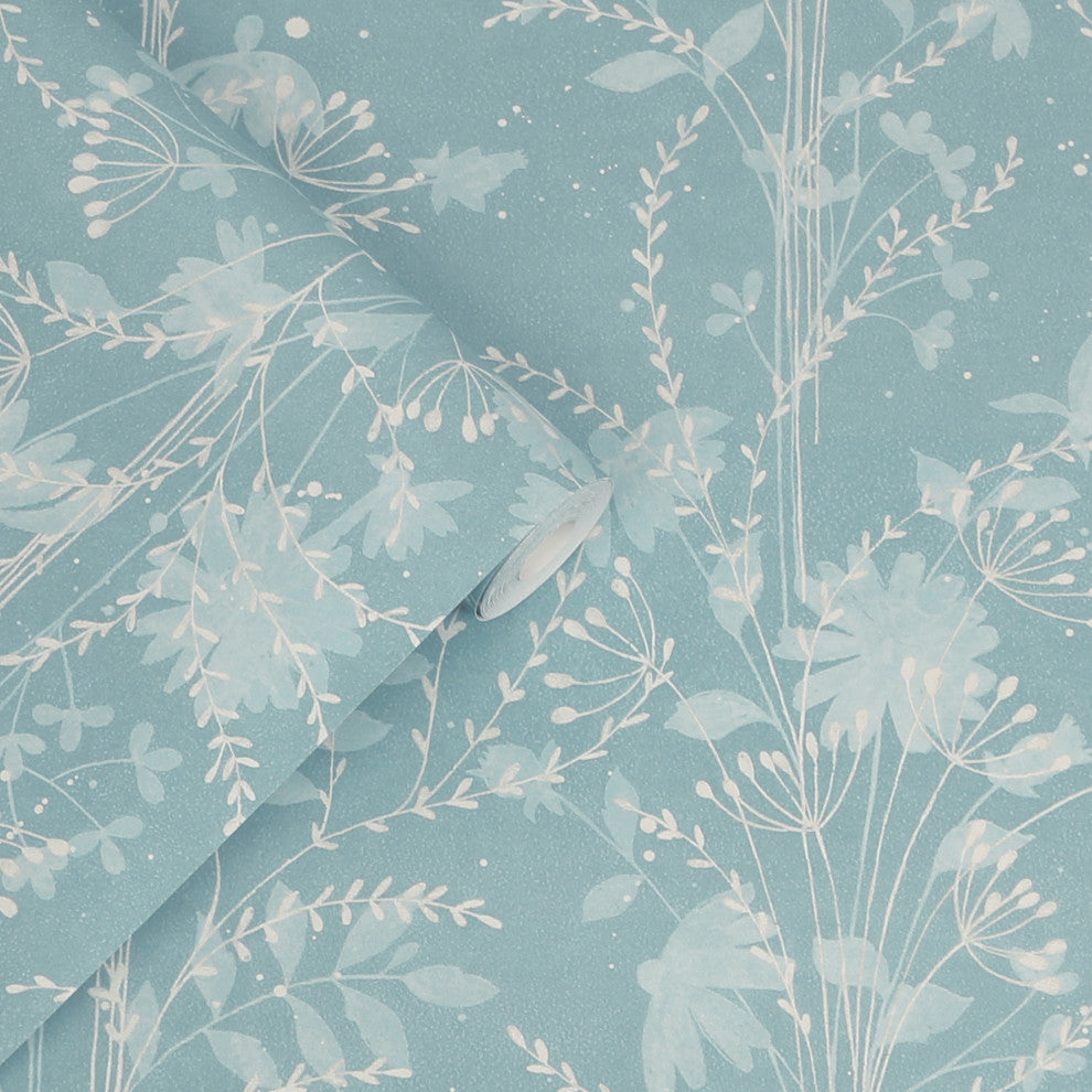 Laura Ashley Fennelton Wallpaper, Pale Newport Blue