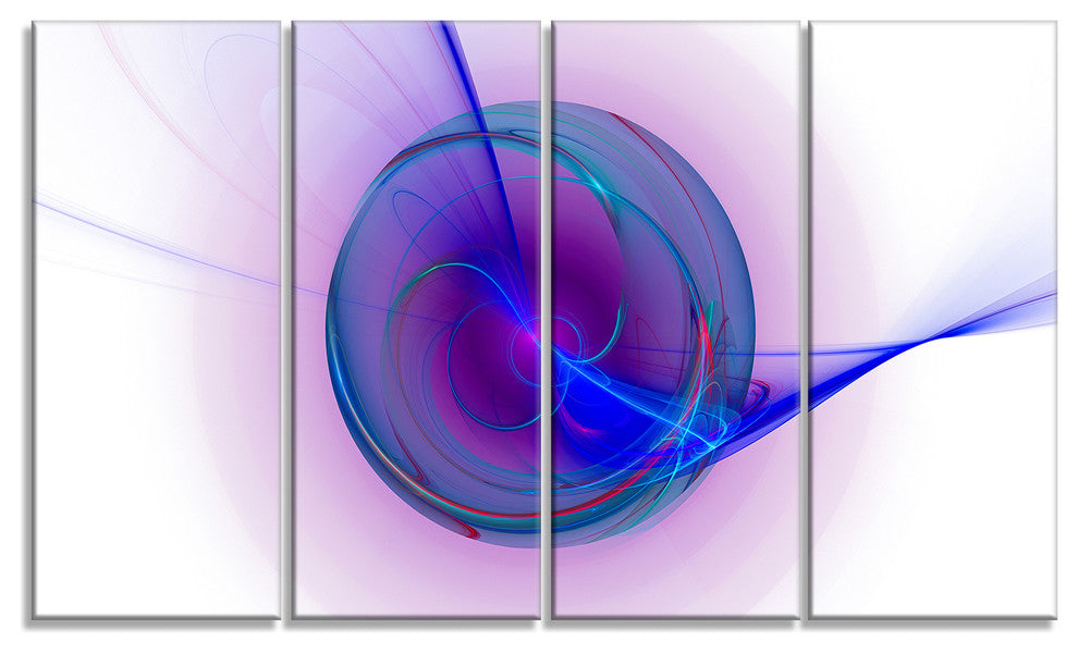 Abstract Blue Fractal Design, Abstract Canvas Art Print, 48"x28", 4 Panels