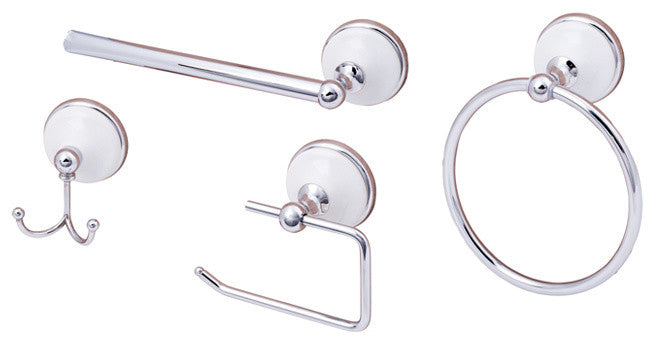 Brighton Bath Set in Polished Chrome with White Porcelain