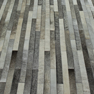 Cowhide Patchwork Rug, Poseidon, Ashen, 8'x10'