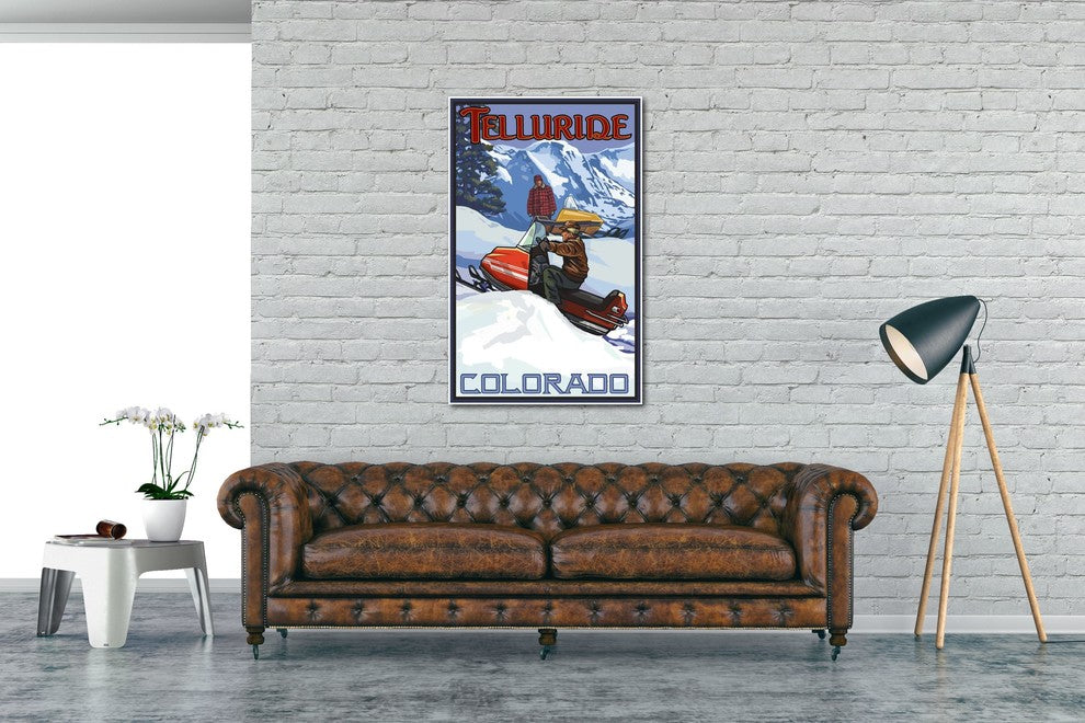 Paul A. Lanquist Telluride Colorado Snowmobiling Art Print, 30"x45"