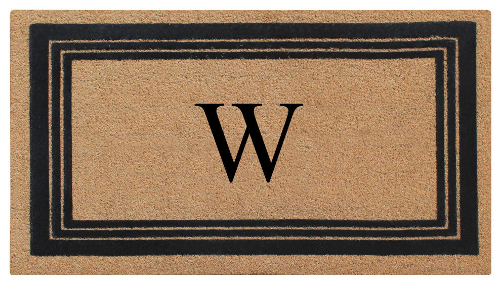A1HC Natural Coir Monogrammed Entrance Flock Outdoor Durable Doormat 24" X 39",