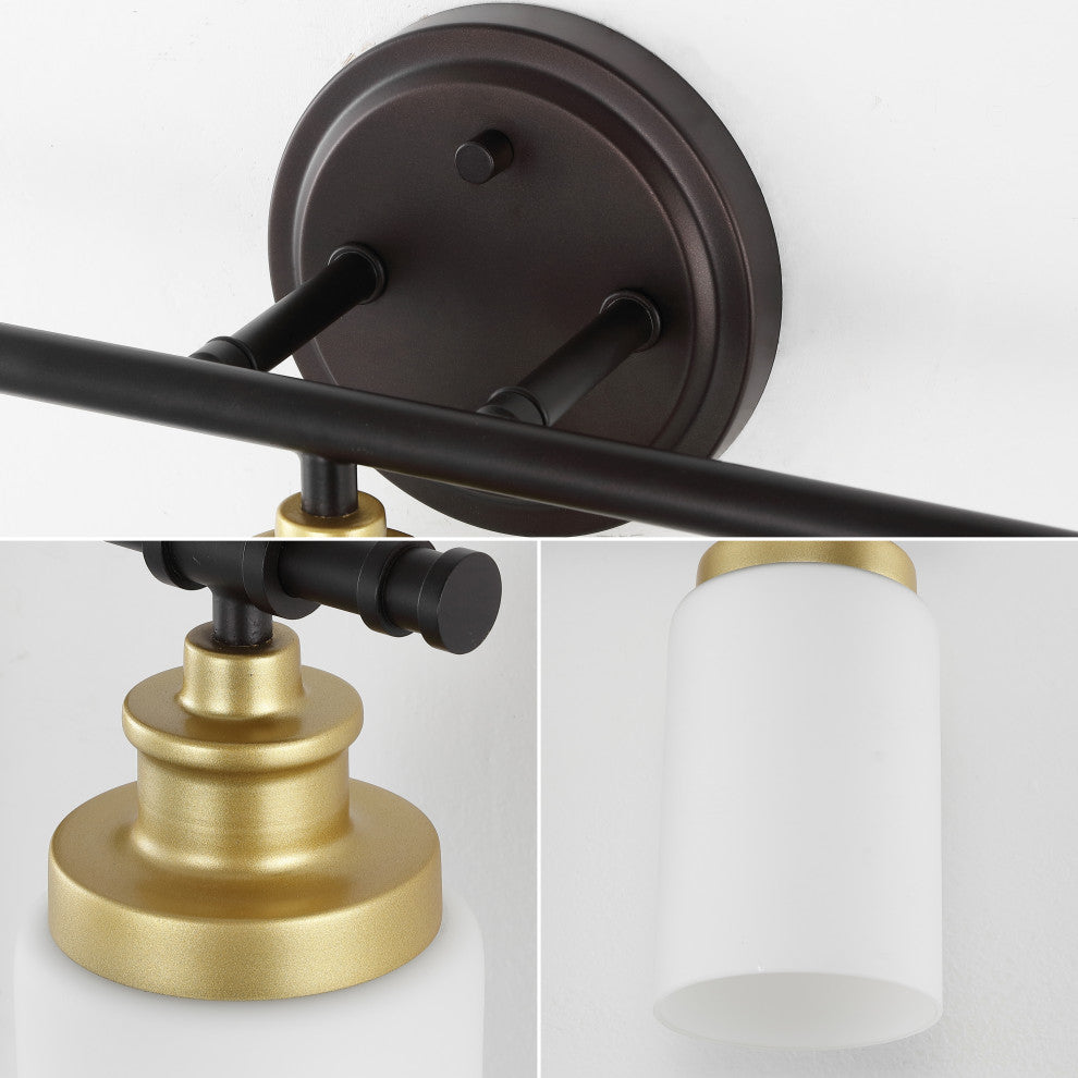 3-Light Classic Vanity, Frosted Glass Shades, Bathroom Hardware Set, 5-Piece