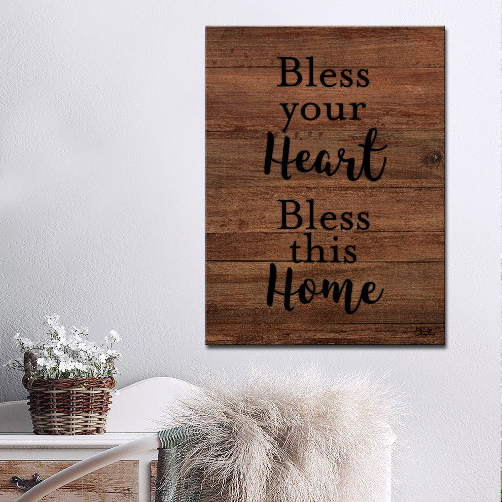 Ready2HangArt Farmhouse ''Bless this Home'' Wrapped Canvas Wall Art, 12"x16"