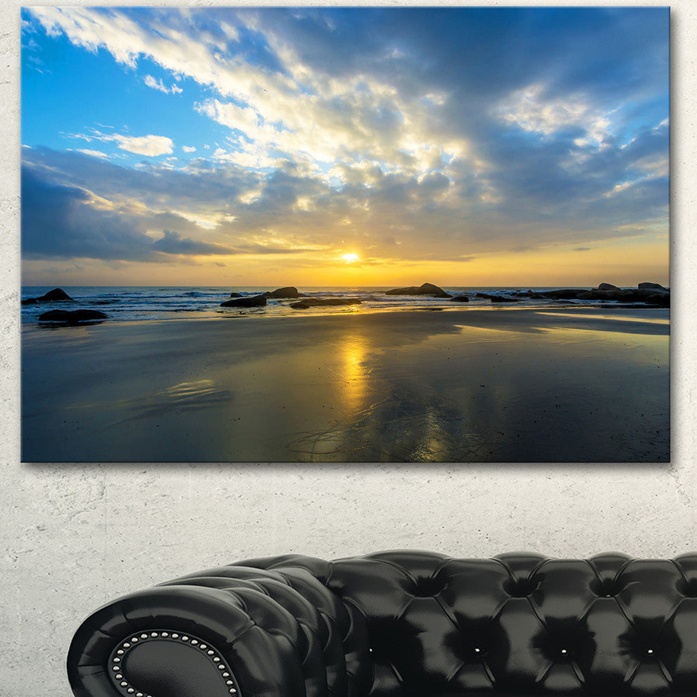 Beautiful Sunrise and Seashore, Large Seashore Canvas Wall Art, 40"x30"