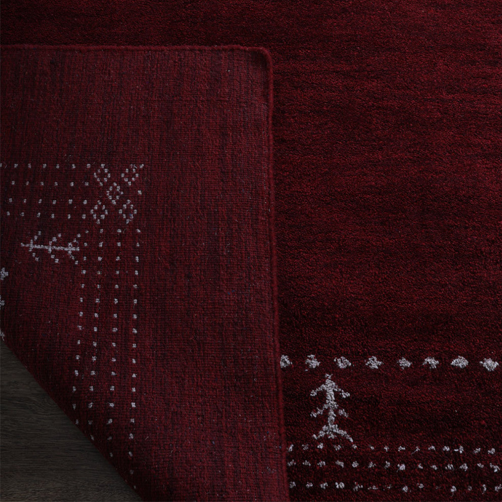 HAND KNOTTED LOOM WOOL ECO-FRIENDLY AREA RUGS - Rectangle, Red, Contemporary