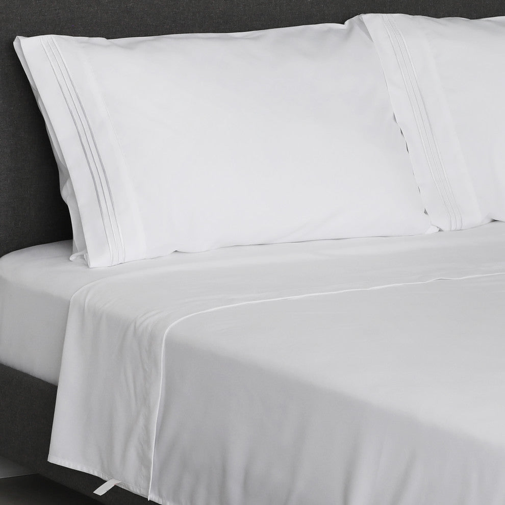 Furinno Angeland Vienne 4-Piece Microfiber Bed Sheet Set, Queen, White