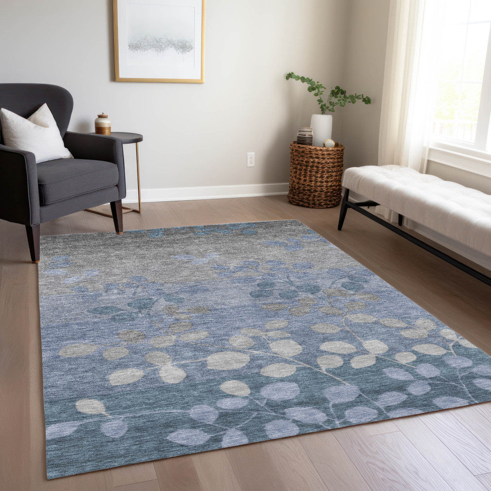 Machine Washable Indoor/Outdoor Chantille ACN1900 Denim 8' x 10' Rug