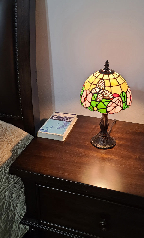 Tiffany Style Butterflies Mini Table Lamp 15" Tall