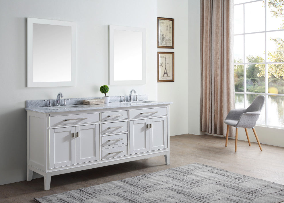 Danny 72" Double Sink Bathroom Vanity Set, White