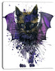 Black Cat with Blue Wings, Animal Canvas Wall Art, 28"x60"