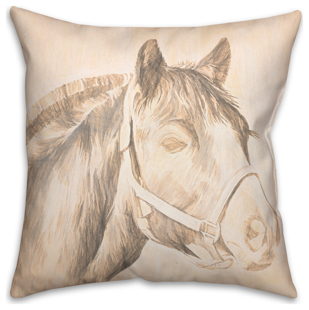 Black And White Horse 3 20"x20" Spun Poly Pillow