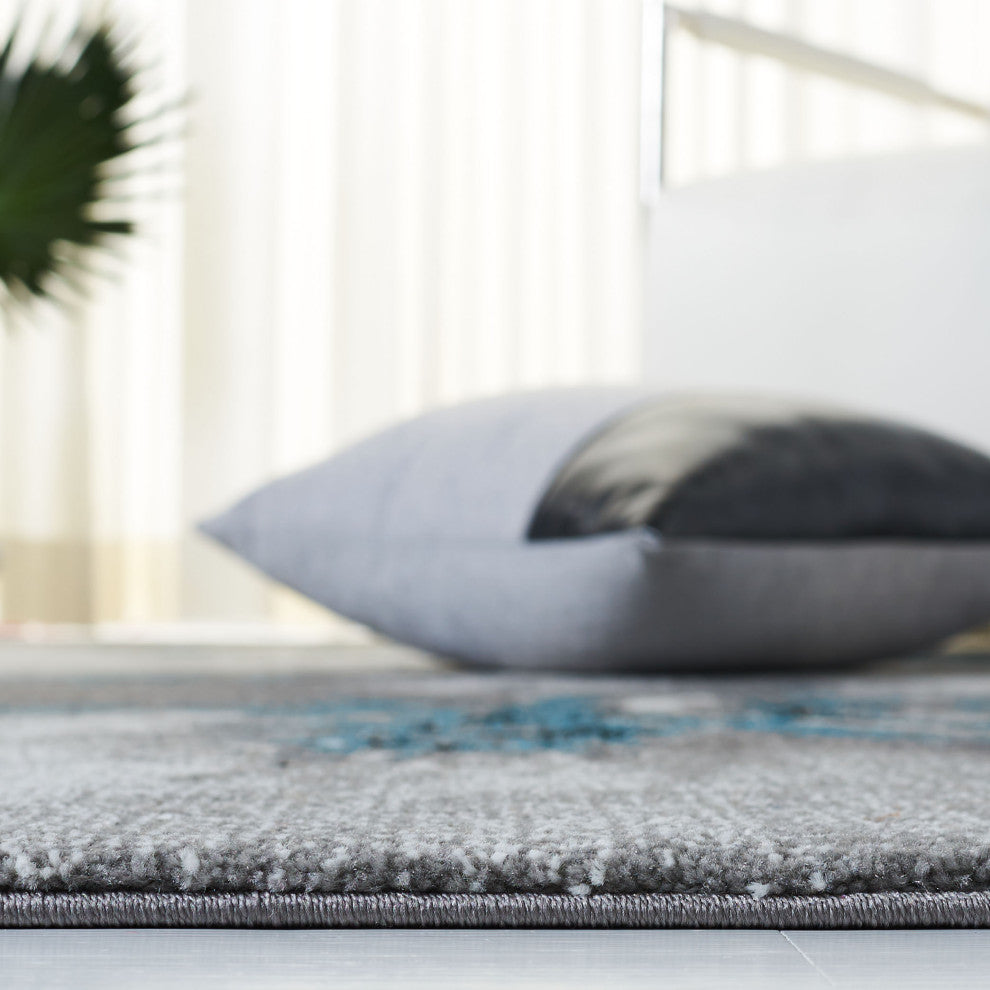 Safavieh Glacier Gla127M Organic and Abstract Rug, Blue and Gray, 5'3"x5'3" Squa