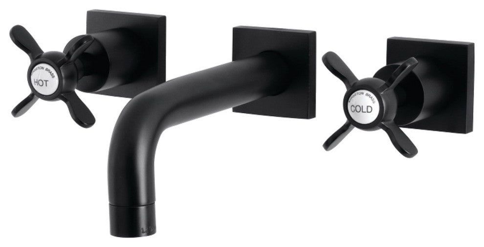Kingston Brass KS6120BEX Two-Handle Wall Mount Bathroom Faucet, Matte Black