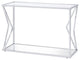 Benzara BM250392 Sofa Table With Glass Top and Bottom Shelf and Accent, Silver