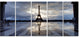 Reflection of Paris Eiffel TowerWith Clouds, Canvas Print, 60"x28", 5 Panels