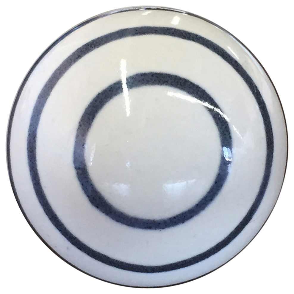 Set of Twelve White and Black Ceramic Drawer Pull Knobs