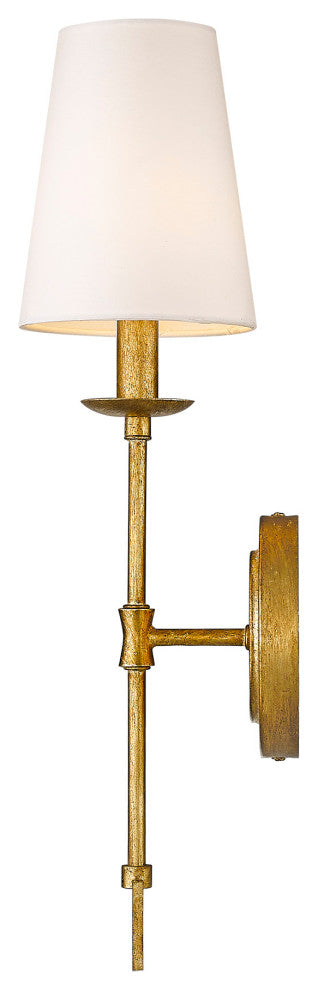 One Light Tradtional Sconce in Gilded Gold with Shade