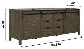 Marsyas 84" Double Vanity, No Top and 34" Mirrors, Rustic Brown