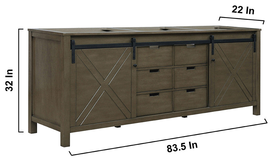 Marsyas 84" Double Vanity, No Top and 34" Mirrors, Rustic Brown