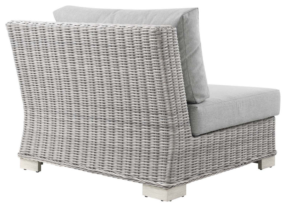 Conway Outdoor Patio Wicker Rattan Right-Arm Chair Light Gray Gray -4846