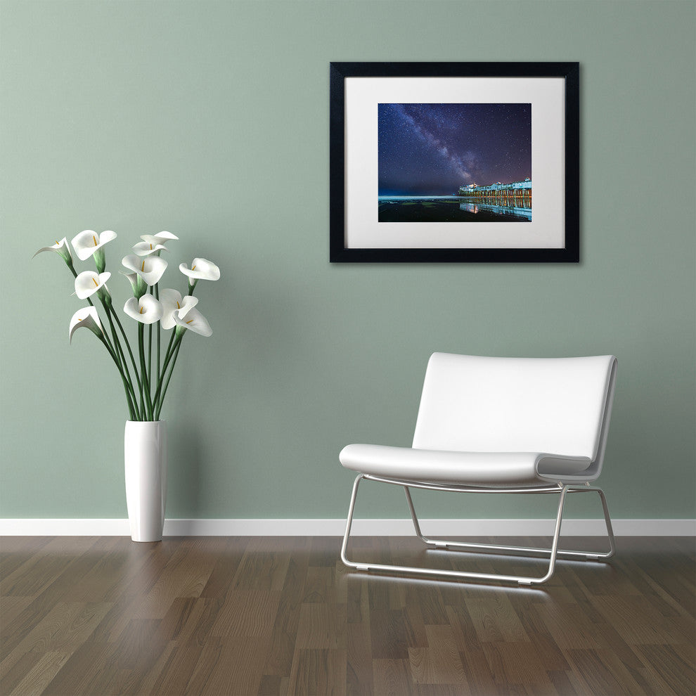 Michael Blanchette 'Pier in the Stars' Art, Black Frame, White Mat, 20x16