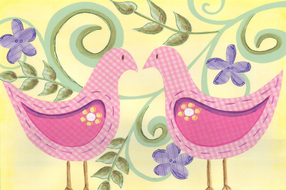 Marmont Hill, "2 Birds" by Reesa Qualia Painting Print on Wrapped Canvas, 45x30