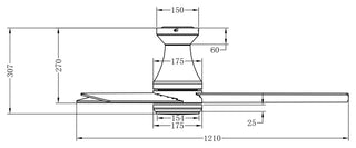 48-inch Modern 3CCT LED Black Ceiling Fan with Remote