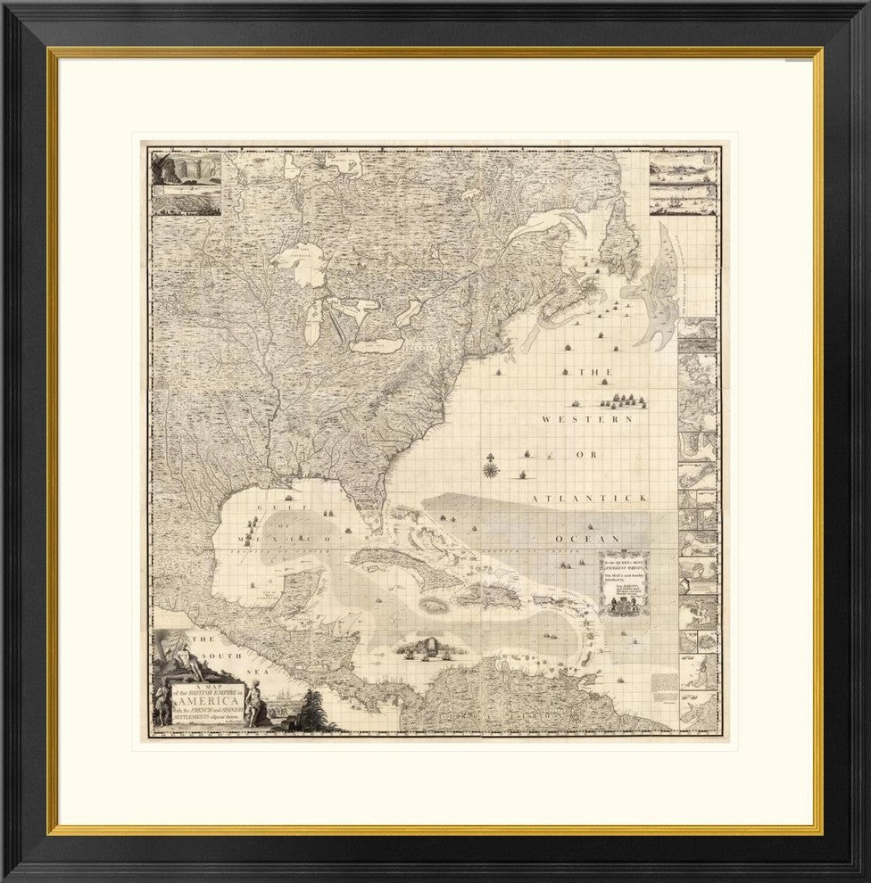 "Composite: British Empire in America, 1733"  by Henry Popple, 32x32"