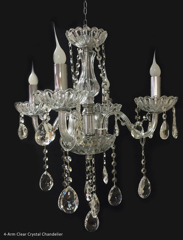 Royal Designs Classic Vintage Style Crystal Candle Chandelier Ceiling Fixture, 4