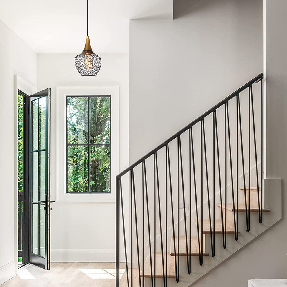 Modern Gold Pendant Light Wire Cage Pendant Lamp