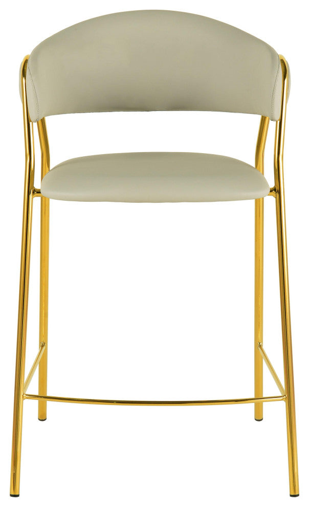 Lara Cream Vegan Leather Counter Stool, Set of 2